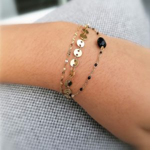 bracelet triple rangs chaine fantaisie en acier inoxydable