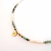 collier ras de cou en pierre turquoise africaine et perles d'eau