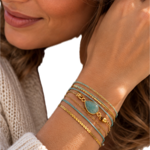 bracelet acier et Amazonite multi rangs